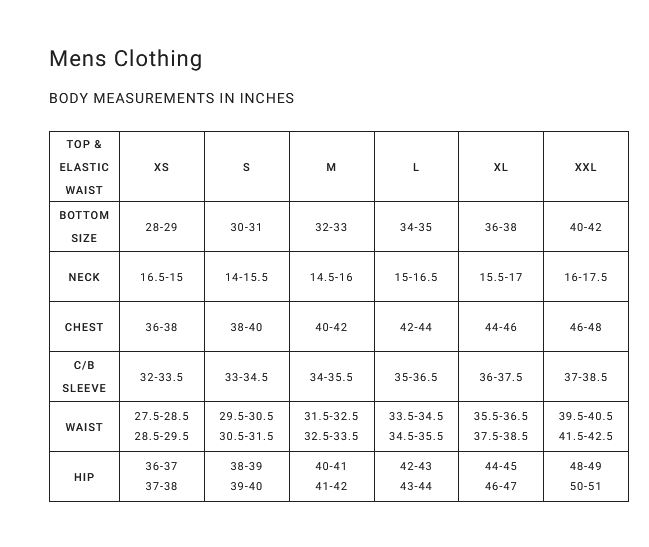 2022 Billabong Mens Clothing 0 Size Chart
